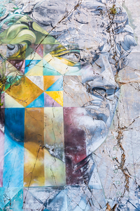The famous David murales by Kobra inspired by Michelangelo. Str