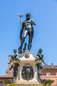 Bologna Italy   the famous Neptune fountain located in Neptune 