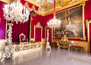 Genoa Italy   Royal Palace throne room interior gold and red 