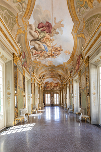 Genova Italy   Royal Palace museum interior. Luxury marble gal