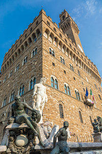 Florence Italy   Neptune Fountain. Marble sculpture Renaissanc