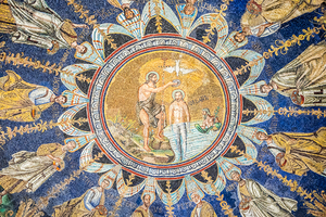 Mosaic detail design in the Neonian Baptistery located next to 
