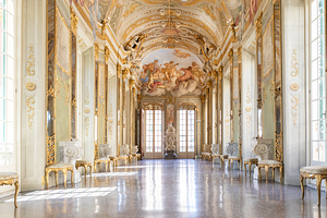 Genova Italy   Royal Palace museum interior. Luxury marble gal