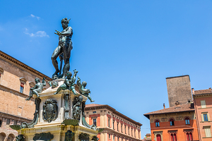 Bologna Italy   the famous Neptune fountain located in Neptune 