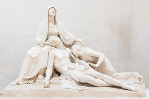 Possagno Italy: Antonio Canova sculpture  Lamentation over the
