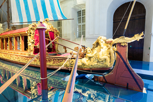 The Bucentaur Bucintoro. Antique Royal ship of Savoia family. 