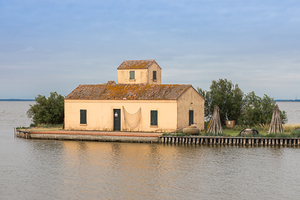 Comacchio Italy. Traditional old house for fishermen in lagoon.