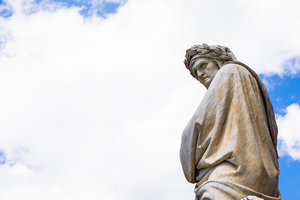 Dante Alighieri statue in Florence Tuscany region Italy with 