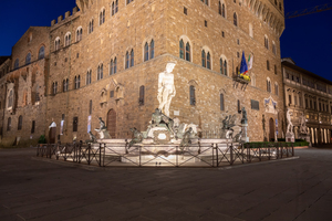 Florence architecture illuminated by night Piazza della Signori