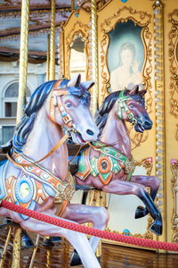 Florence Italy - Circa March 2022: vintage carousel horse - ant