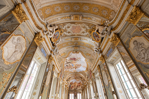 Genova Italy - Royal Palace museum interior. Luxury marble gal
