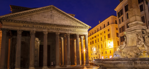 Illuminated Pantheon in Rome by night. One of the most famous hi