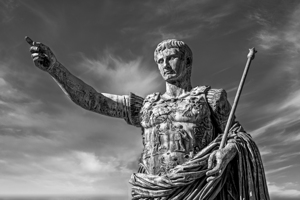 Julius Caesar ancient statue in Rome Italy. Concept for leader
