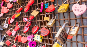 Love locks concept for engagement happiness marriage and roma