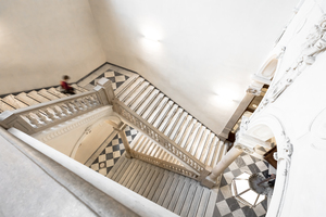 Luxury staircase made of marble in an antique Italian palace