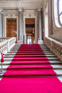 Turin Italy - Circa January 2022: red carpet in Royal Palace - 