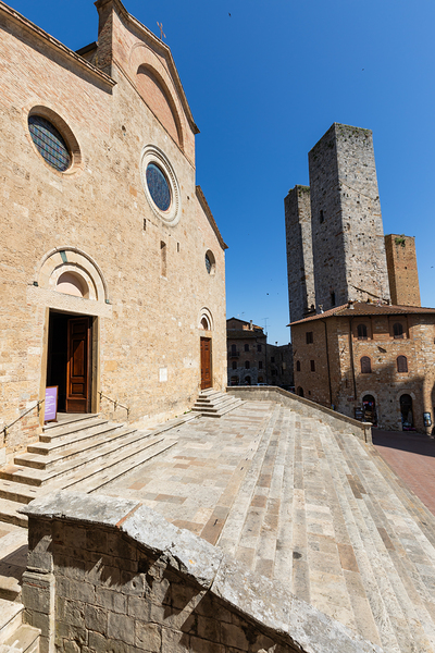 San Gimignano Italy travel destionation. Medieval tower skyscra Print