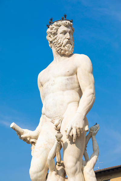 Florence Italy   Neptune Fountain. Marble sculpture Renaissanc Print