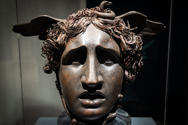 Head of Medusa by sculptor Antonio Canova 1799 bronze and cop Print