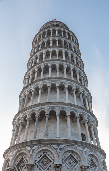 Pisa Italy. Leaning tower sightseeing with blue sky background. Print