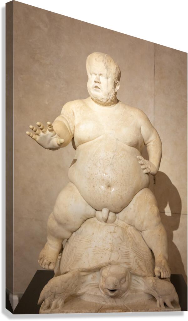 Morgante riding a tortoise marble statue by Valerio Cioli 1568 Canvas Print