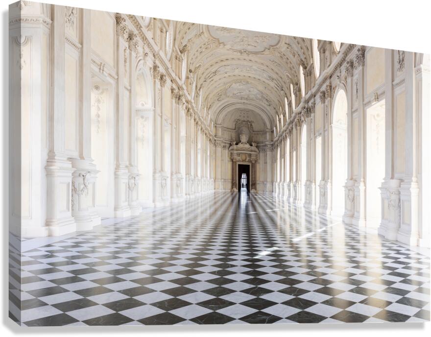 Reggia di Venaria Reale Italy - corridor perspective luxury ma Canvas Print