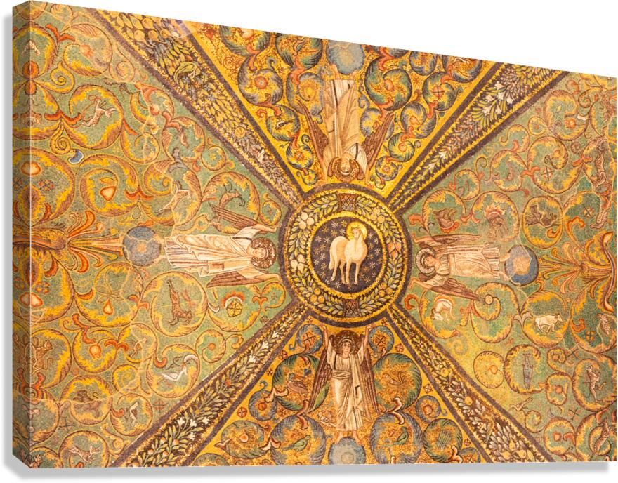 Italy San Vitale Basilica interior decor with mosaic Canvas Print