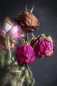 Wilted Dried Red Roses X2 2