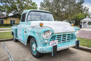 1956 Blue Chevrolet 3100 Stepside Pickup Truck X 2