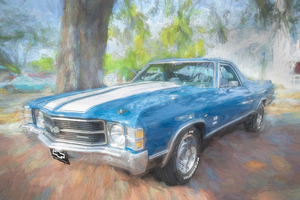 1971 Blue Chevrolet El Camino Custom 350 X 2
