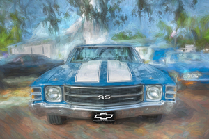1971 Blue Chevrolet El Camino Custom 350 X 3