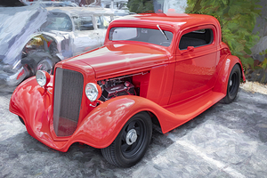 1934 Red Ford 3 Window Coupe X 3