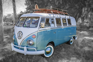 1965 Blue and White Volkswagen Bus Transporter X108