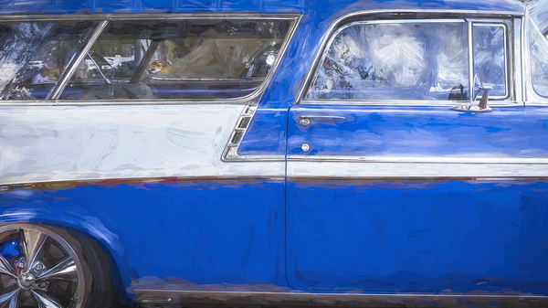 1956 Blue Chevrolet Bel Air Nomad Station Wagon X 3 Print