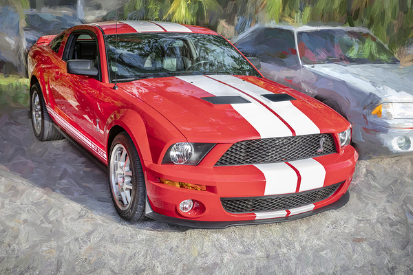 2007 Red Ford Shelby Mustang GT500 X 4 Print