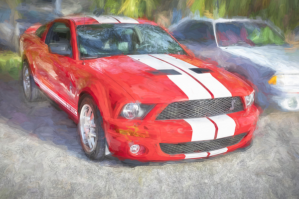 2007 Red Ford Shelby Mustang GT500 X 5 Print