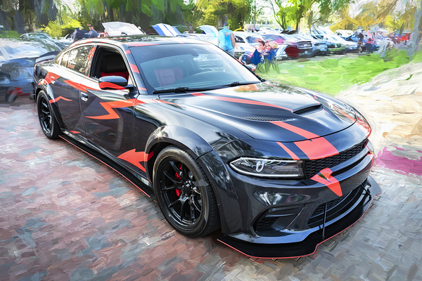 2016 Black Dodge Charger SRT Hellcat X 6 Print