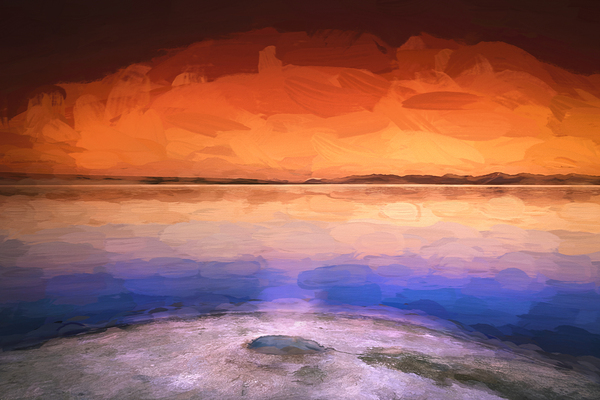 Yellowstone Lake and Geyser Sunset  X101 Print