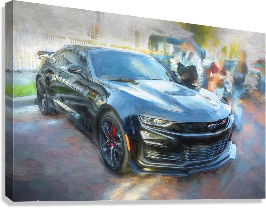 2019 Black Chevrolet Camaro LT1 SS X 4 Canvas Print