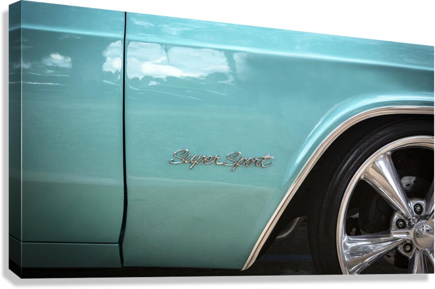 1965 Blue Chevrolet Impala SS Convertible X4 10 Canvas Print