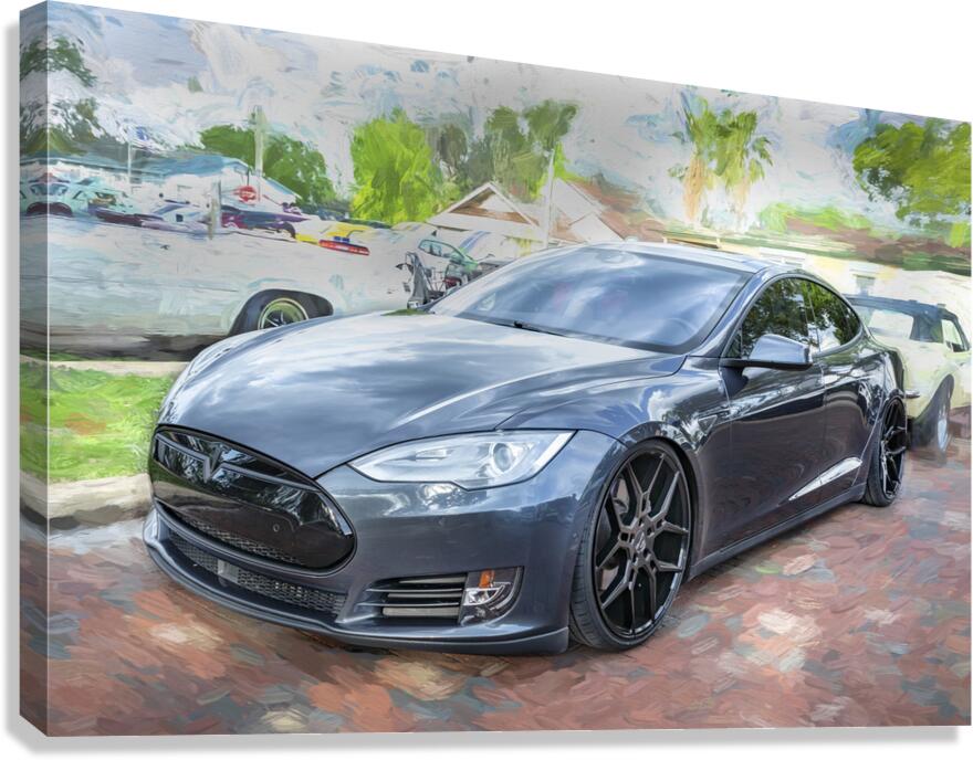 2015 Grey Tesla Model S P85D X 4 Canvas Print