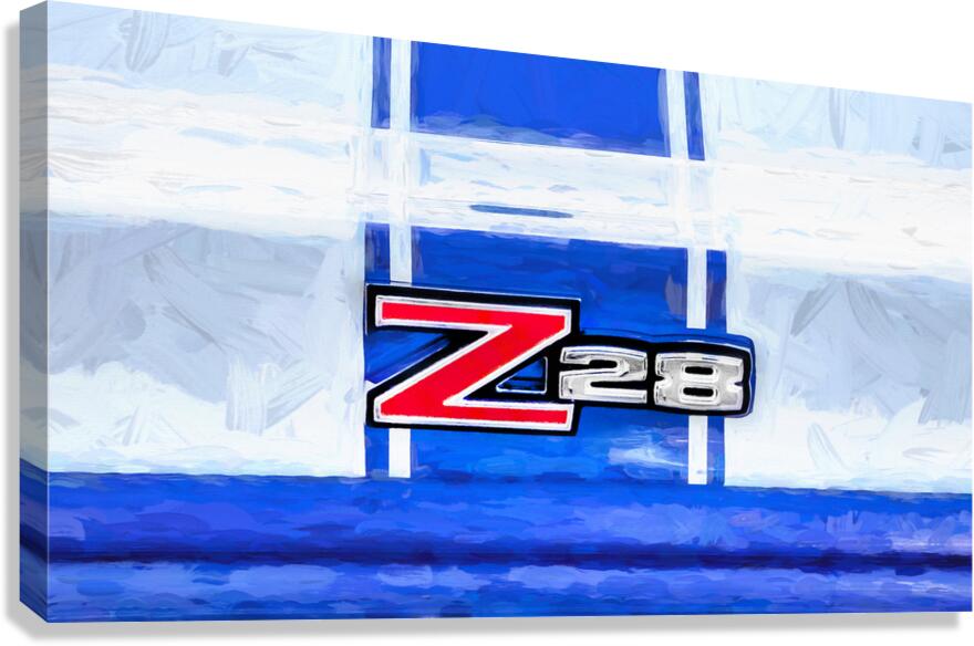  1973 Blue & White Chevrolet Camaro Z28 X 10 Canvas Print