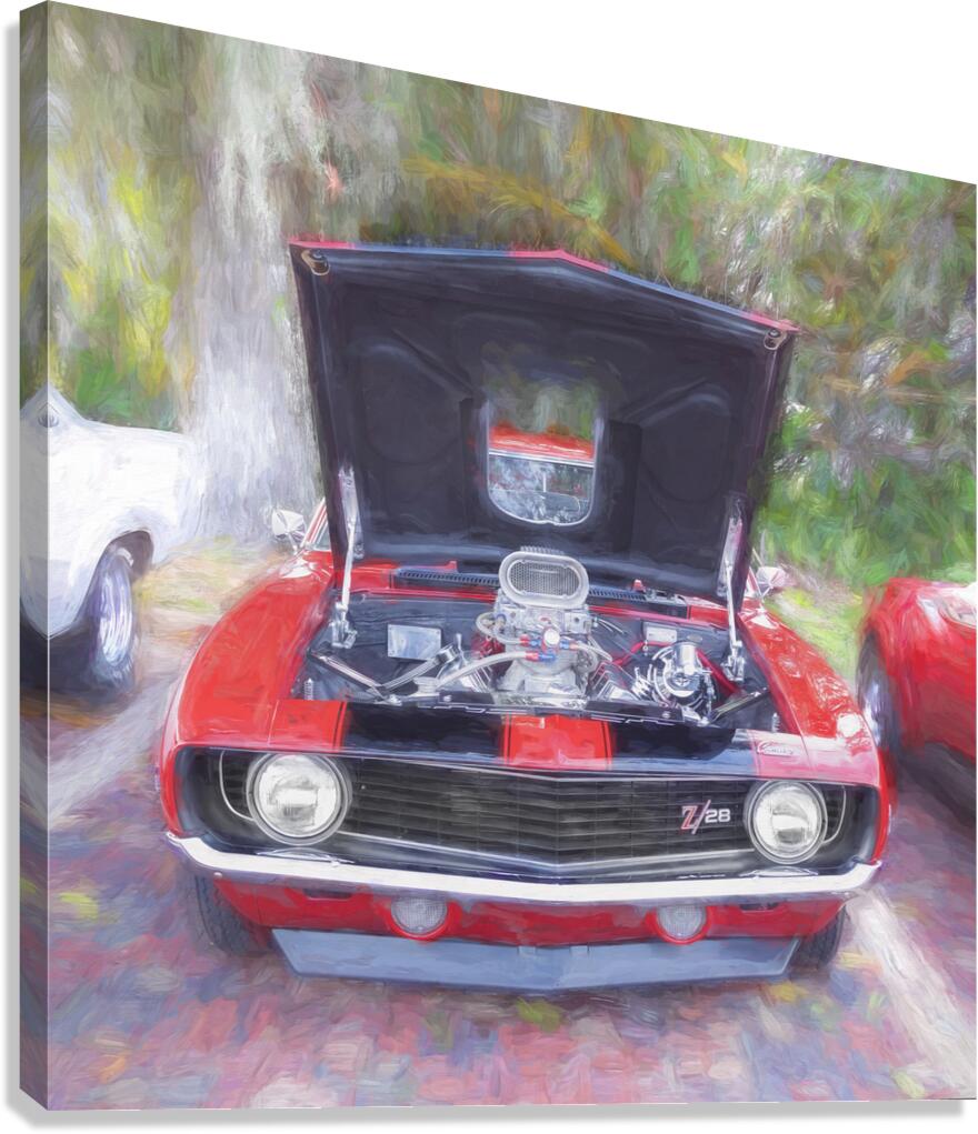 1969 Red Camaro Z28 X4 3 Canvas Print