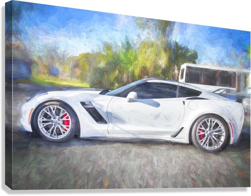 2017 White Chevrolet Corvette ZO6 X15 2 Canvas Print