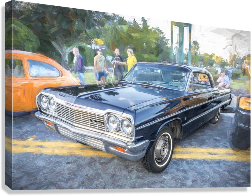 1964 Blue Chevrolet Impala X 4 Canvas Print