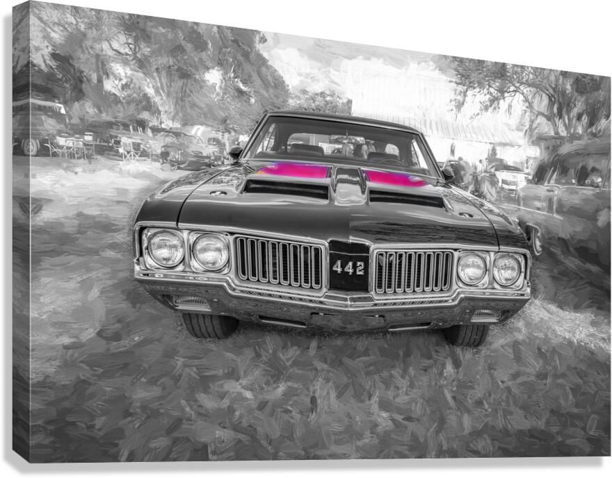 1970 Black Oldsmobile 442 W30 X 3 Canvas Print
