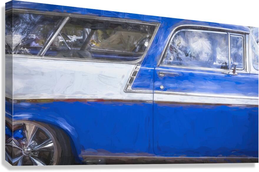 1956 Blue Chevrolet Bel Air Nomad Station Wagon X 3 Canvas Print
