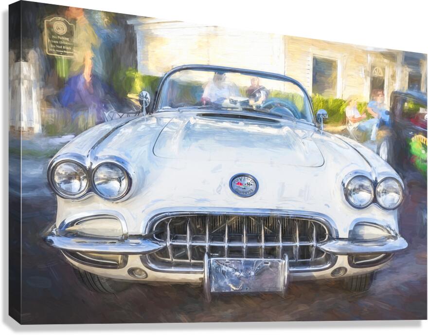 1958 White Corvette C1 X 11 Canvas Print