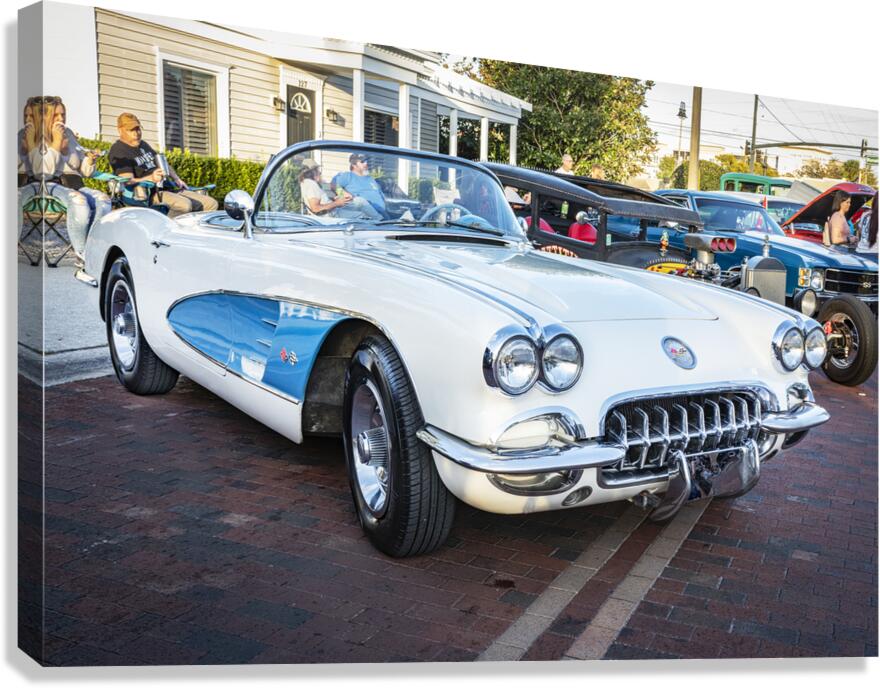 1958 White Corvette C1 X 12 Canvas Print