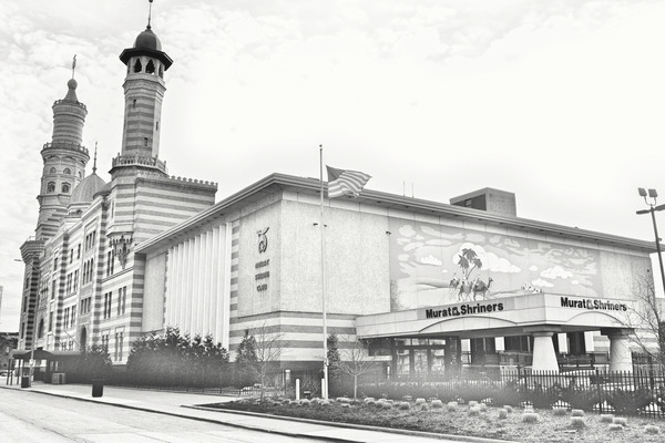 Murat Shriners Centre in Grayscale by Click4Pix